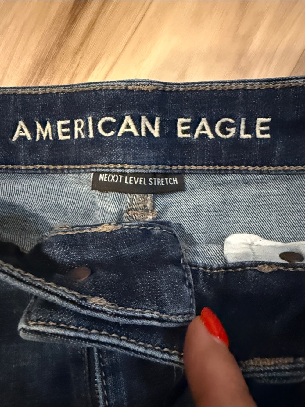 American Eagle Outfitters high rise shortie Dark Indigo Denim Cutoff Shorts - Picture 3 of 4